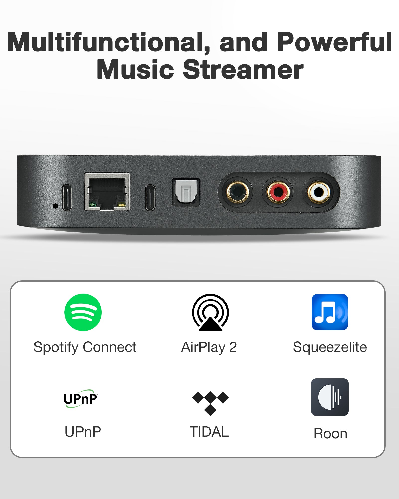 ARSY Ne-2 Streaming Music Receiver, Airplay 2 Receiver, WiFi Streamer Streaming Music Player, Wireless Audio Receiver Stream Hi-Res Audio from Spotify, Tidal, Roon and More