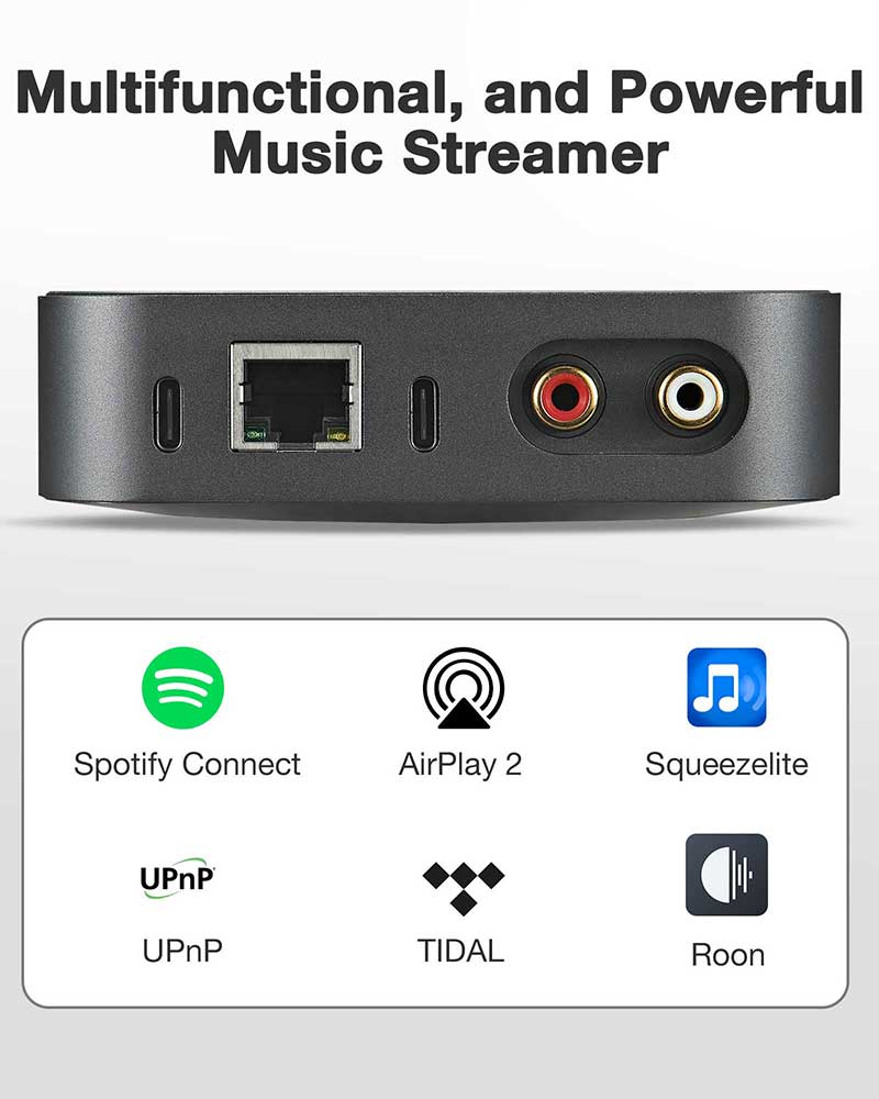 ARSY Ne-3 Streaming Music Receiver, Airplay 2 Receiver, Audio WiFi Receiver Streamer Hi-Res Audio from Spotify, Tidal, Roon and More